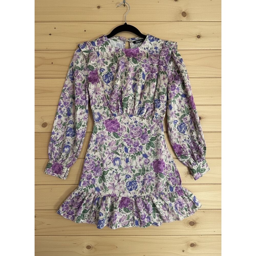 RARE! Zara XS Floral Frilled Draped Mini Dress
